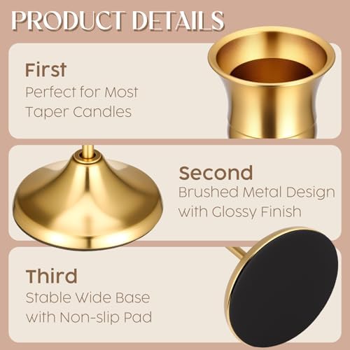 36PCS Brass Gold Taper Candle Holders Set, Vintage Metal Candlestick - Image 2