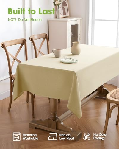 Pureegg Rectangle Linen Tablecloth Waterproof & Stain Resistant, Wrinkle-Free Table Cloth Adds Elegance and Protection, Ideal for Dining, Party, Wedding and Outdoor, 52 x 70 Inch, Beige - Image 4