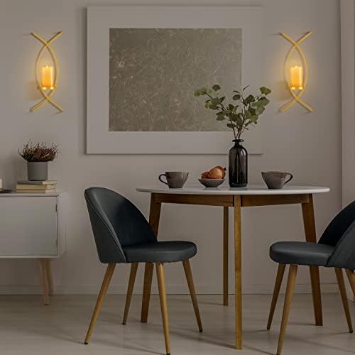 Vesici Candle Sconces Set of Two Metal Wall Candle Holder,Gold - Image 5