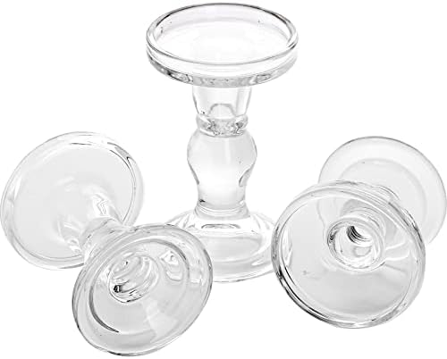 Okllen Set of 6 Glass Candle Holders, Clear Pillar Taper Candlestick Crystal Tealight Candle Holder Stand for Dinner Table, Wedding Centerpieces, Living Room, Home Decor - Image 4