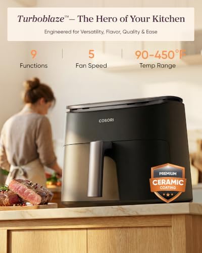 Cosori TurboBlaze Air Fryer, 9-in-1, 6 Qt, PFAS-Free Ceramic Coating - Image 2