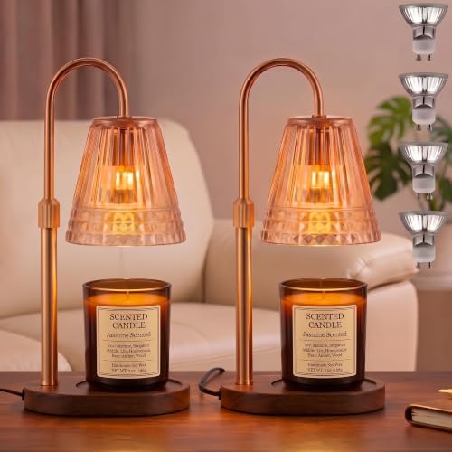 Candle Warmer Lamp for Jar Candles, Dimmable Wax Warmer with Timer & Adjustable Height, Flameless Scented Candle Heater, Birthday Gifts for Mom Women, Housewarming New Home Decor (2 Pack) by Unknown
