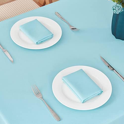 Veblandy Rectangle Tablecloth Waterproof 52x70 inch Linen Textured Table Cloth Stain and Wrinkle Resistant Washable, Decorative Fabric Table Cover for Dining, Party and Camping, Aqua - Image 2