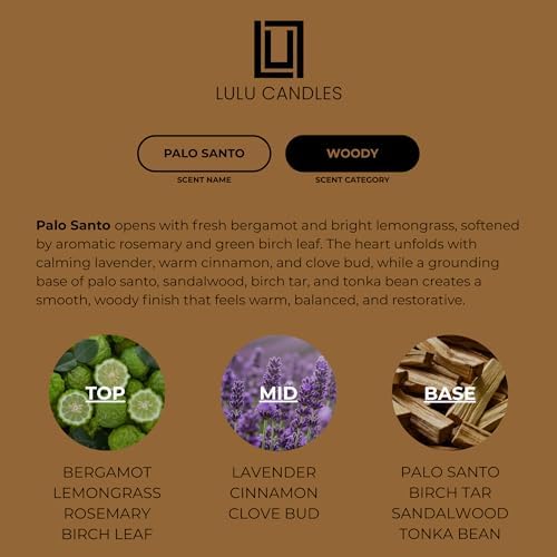 Lulu Candles Palo Santo Scented Soy Jar Candle, 9 Oz. - Image 4