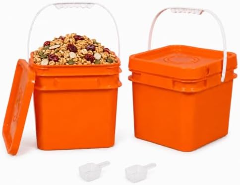 ASEVAT 2 Pack 1 Gallon (4L) Square Orange Food Storage Containers with Lids & Scoops, BPA-Free Pantry Organizer Bins for Flour, Rice, Sugar, Cereal & Pasta, Graduated Stackable Dry-Goods Storage by ASEVAT
