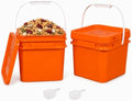 ASEVAT 2 Pack 1 Gallon (4L) Square Orange Food Storage Containers with Lids & Scoops, BPA-Free Pantry Organizer Bins for Flour, Rice, Sugar, Cereal & Pasta, Graduated Stackable Dry-Goods Storage by ASEVAT