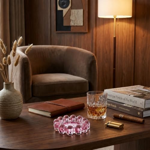 Chic Pink Bubble Glass Candle Dish – Modern Clear Glass Candle Holder for Tealights & Diffusers, Decorative Tray for Home & Tabletop Decor（1 Pack） - Image 7