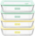 Urban Green Glass Food Container Set with Glass Lid, 4 Pack, Food Storage Containers with Airtight Lid, LeakProof, 100% Plastic Free, Meal Prep Container Set by LiveaLifeEasierandGreener