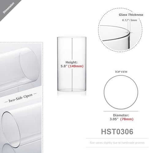 WGVI Hurricane Candle Holder Sleeve, Wide 3", Height 6", Clear Glass Cylinder Candleholder, Chimney Tube, Open Ended Candle Shade, 24 Pieces Bulk - Image 2