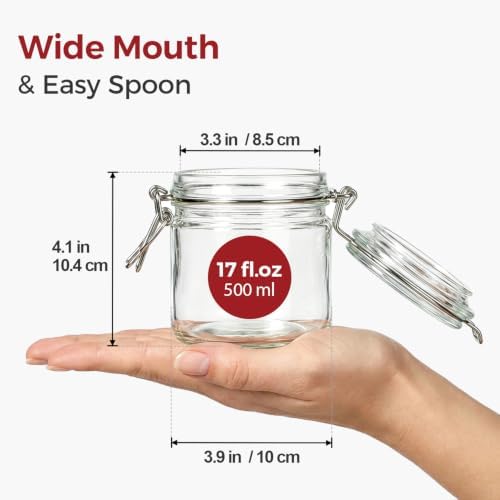 Small Glass Jars with Airtight Lids 17oz 6 Pack Overnight Oats Jars - Image 2