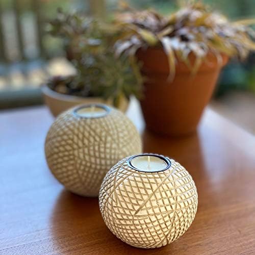 Luca Beige Orb Tea Light Candle Holders, Gift Boxed Set of 2 - Image 6