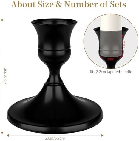 Black Candle Holder Taper Candle Holders, Set of 24 Candlestick Holders Decor for Home Decor, Metal Taper Candleholder for Fall Thanksgiving Halloween Christmas Table Fireplace Decor - Image 2
