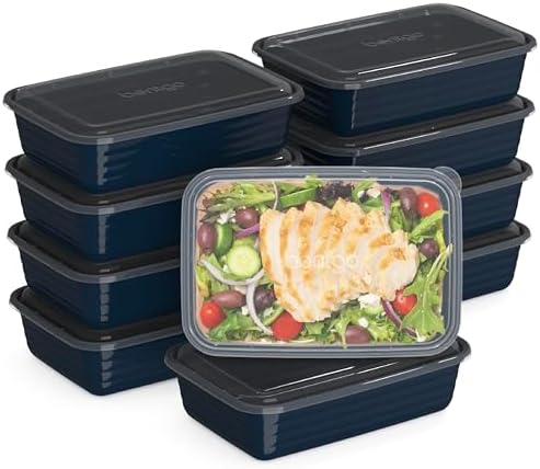Bentgo Prep - 20-Piece 1-Compartment Reusable Meal Prep Containers with Lids, PFAS & BPA Free Materials, Durable, Microwave, Freezer, & Dishwasher Safe To Go Food Storage (Navy Blue) by Bentgo