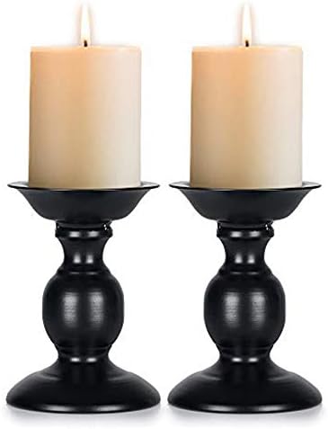 2 Pcs Black Pillar Candle Holders, Most Ideal for 3" Pillar Candles, Gifts for Wedding, Party, Home, Spa, Reiki, Votive Candle (2 x S) by Nuptio