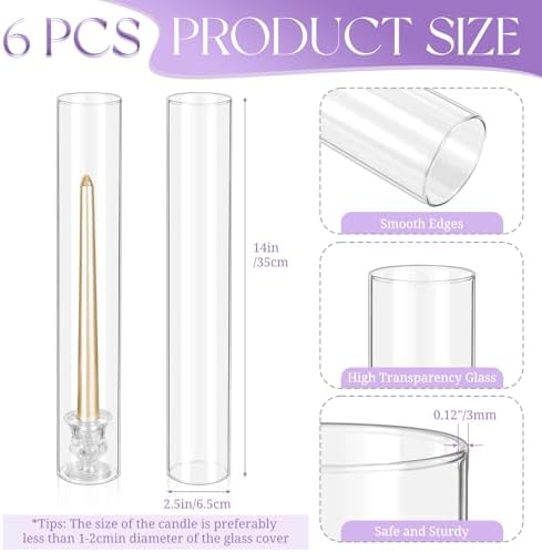 6 Pcs Hurricane Candle Holder Sleeve, H:14" D:2.5" Clear Glass - Image 2