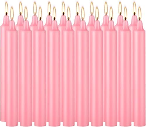 YOROXRG 40 Pack Candles Mini Unscented Taper Candles for Valentine's Day,Christmas,Household, Wedding, Rituals, Prayer, Birthdays,Party and Home Décor Candlesticks - 4 Inch Tall(Pink) by YOROXRG