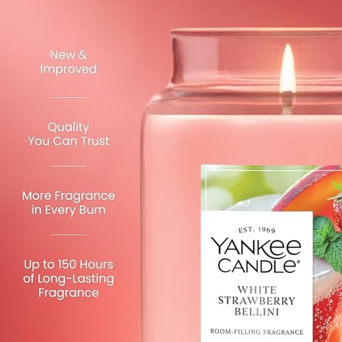 Yankee Candle White Strawberry Bellini Scented Candle, 22oz, Large Jar (Pack of 4) - Image 3