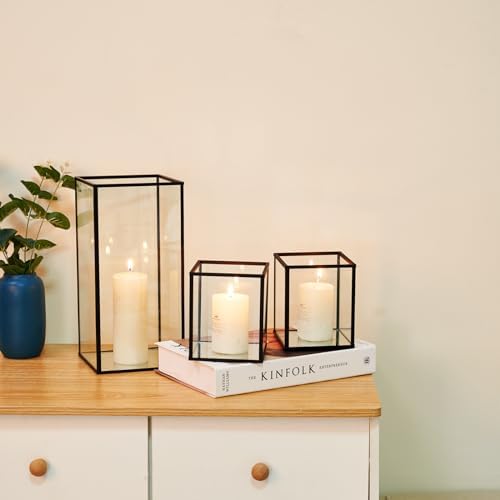 yshengood Hurricane Candle Holder Set of 3 Pcs, Black Candle Holder for Pillar Candle - Image 4