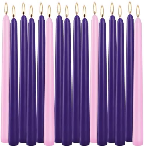 YOROXRG 16 Pack Advent Taper Candles Premium Hand Dipped 10in Unscented Christmas Taper Candles - Ideal for Seasonal Celebrations, Holidays, Church, Celebration, Party by YOROXRG