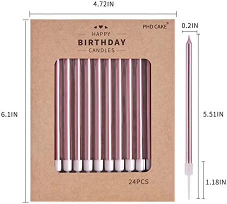 PHD CAKE Rose Gold Long Thin Metallic Birthday Candles, Cake Candles, Birthday Parties, Wedding Decorations, Party Candles - Image 5