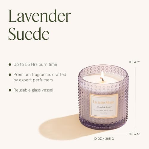 LA JOLIE MUSE Lavender Suede Scented Candles for Home, Natural Soy 55 Hrs - Image 5