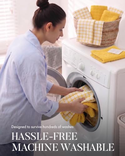 Bumble Kitchen Towels (6-Pack), 16"x28", 100% Cotton Dish Towels - Yellow - Image 7