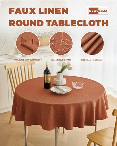 Decorelia Fall Round Tablecloth 60 Inch for Indoor/Outdoor, Burnt Orange - Image 3