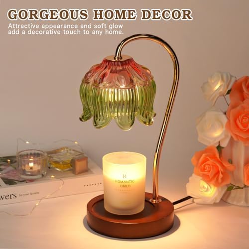 Funistree Glass Candle Warmer Lamp with Timer, Electric Candle Warmer Lamp, Graduation Birthday Gifts for Women Girls, Flower Candle Light Warmer Gifts, Aromatic Candle Warmer for Vintage Home Decor - Image 5