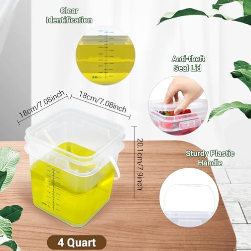 1 Gallon Food Storage Buckets with Lids, 4 Pack Square Clear BPA Free Plastic Containers with Handles and Labels for Pantry, Dry Goods, Meal Prep and Freezer - Image 2
