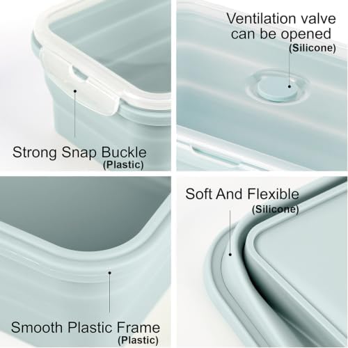Collapsible Food Storage Containers with Airtight Lid & Air Vent, 68oz - Image 4
