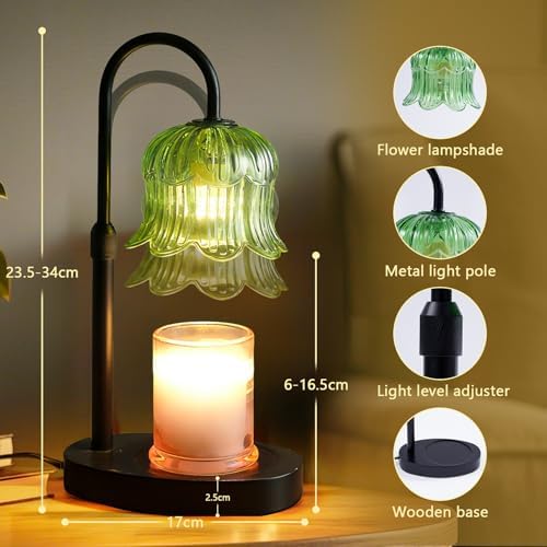 CRMILL Candle Warmer Lamp Electric Timer - House Gifts New Home Bedroom Decor Candle Lamps Green Candle Lights - Image 4