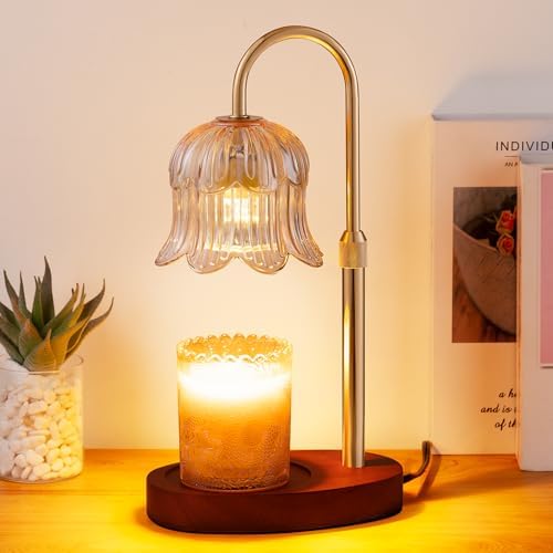 CRMILL Candle Warmer Lamp Electric Timer - Vintage Heater Candles Warming Height Adjustable Dimmable Warmers Flower Lamps No Flame Heat Warm Melt Wax Jar Modern Home by Unknown