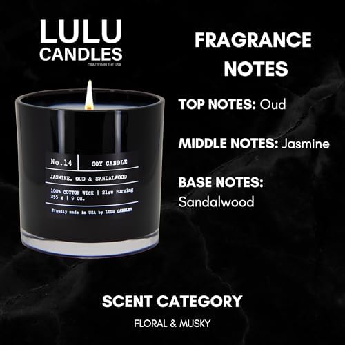 Lulu Candles Jasmine, Oud & Sandalwood Scented Soy Blend Jar Candle 9 Oz 2 Pack - Image 2
