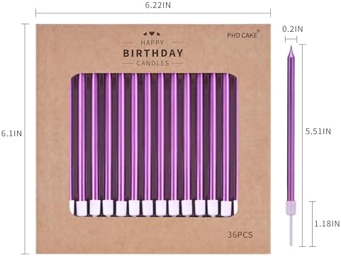 PHD CAKE 36-Count Purple Long Thin Metallic Birthday Candles, Cake Candles, Birthday Parties, Wedding Decorations, Party Candles, Cake Decorations - Image 4