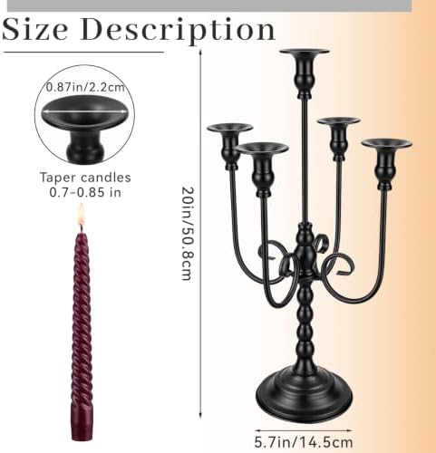 2 Pcs 20 Inch Black Candelabra Halloween Decorations, Retro - Image 2