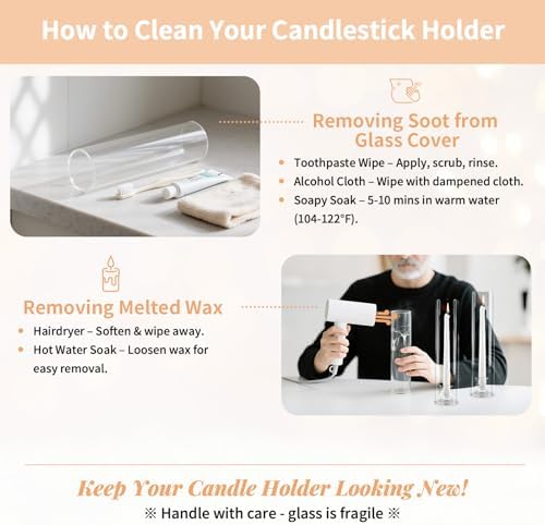 NUPTIO Hurricane Glass Candle Holders for Wedding - 12" H Set of 10 - Image 5