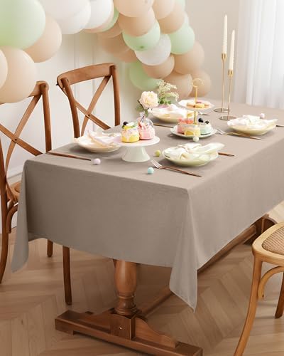 Pureegg Table Cloth for Rectangle Tables - Elegant Linen Mocha Tablecloth Resists Water, Stain, Wrinkle and Heat, Ideal for Dining, Party, Birthday and Wedding, 52x70 Inch - Image 6
