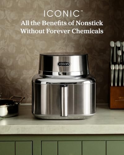Cosori Iconic Stainless Steel Air Fryer, 6.5Qt, PFAS Free Ceramic Coating - Image 2