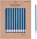 PHD CAKE Blue Long Thin Metallic Birthday Candles, Cake Candles, Birthday Parties, Wedding Decorations, Party Candles by PHDCAKE