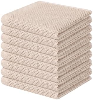 Homaxy 100% Cotton Waffle Weave Kitchen Dish Cloths 8-Pack, Beige by Homaxy