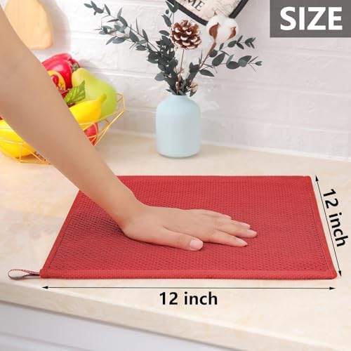 Homaxy 100% Cotton Waffle Weave Kitchen Dish Cloths 18-Pack, Brick Red - Image 5