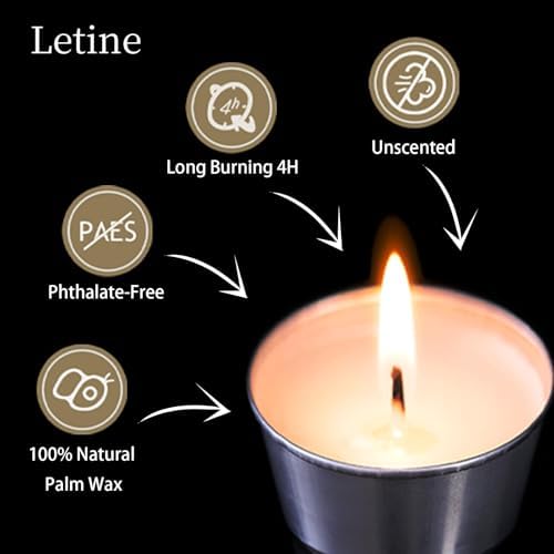 Letine 36-Pack Unscented Tealight Candles & Glass Votive Holders - Image 3