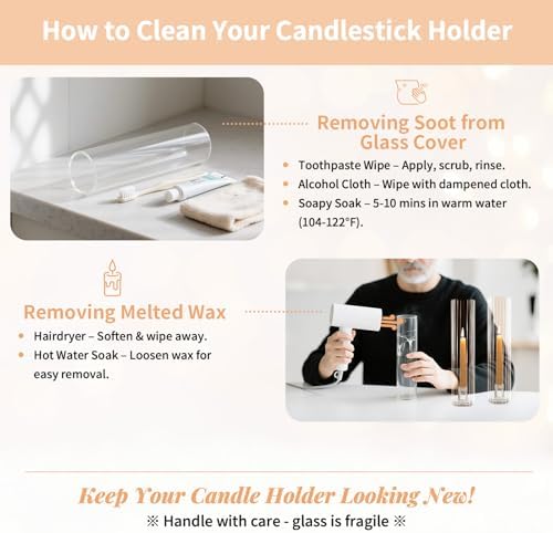 NUPTIO Hurricane Glass Candle Holders: Set of 10 Candlestick Holder 11.8" H - Image 6