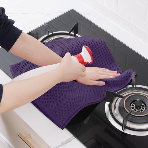 Homaxy 100% Cotton Waffle Weave Kitchen Dish Towels 18-Pack, Eggplant - Image 5