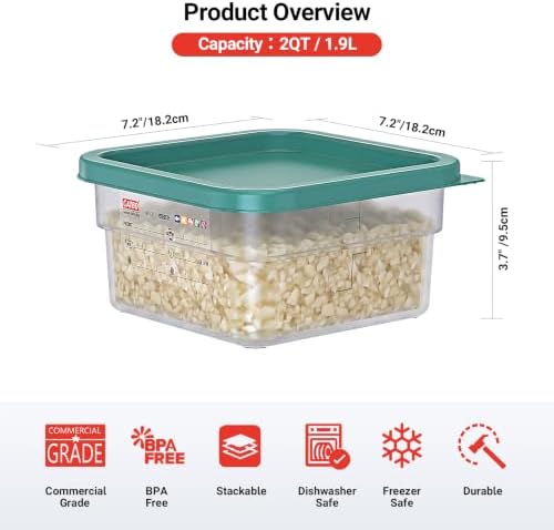 2 QT & 4 QT Commercial Food Storage Containers with Lids, BPA-Free Translucent Square Containers for Kitchen Prep, Baking Ingredients, Pet Food and Dry Food Storage - Image 2