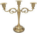 3 Candle Metal Candelabra – Candlesticks Holder, Brass by Viscacha
