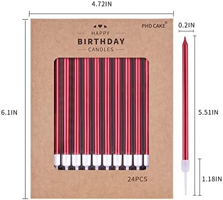 PHD CAKE Red Long Thin Metallic Birthday Candles, Cake Candles, Birthday Parties, Wedding Decorations, Party Candles - Image 5