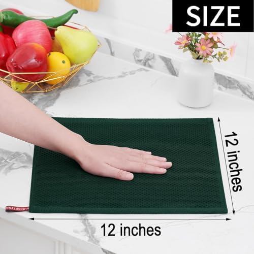 Homaxy 100% Cotton Waffle Weave Kitchen Dish Cloths 18-Pack, Blackish Green - Image 5