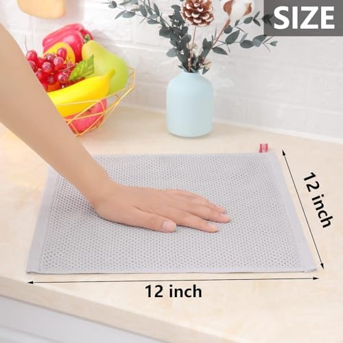 Homaxy 100% Cotton Waffle Weave Kitchen Dish Cloths 18-Pack, Light Gray - Image 5