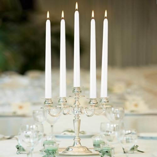 YOROXRG 36 Pack White Taper Candles, 7-8 Hours Burn Time, Unscented, Smokeless and Dripless, 0.8 x 10 Inch Dinner Candle Set for Household, Wedding, Party and Home Décor Candlesticks - Image 3